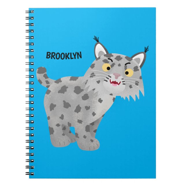 Cute mean bobcat lynx cartoon  notebook (Front)