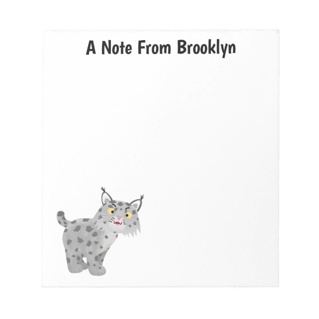 Cute mean bobcat lynx cartoon notepad (Front)