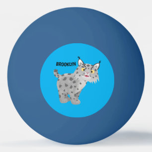 Cute mean bobcat lynx cartoon ping pong ball