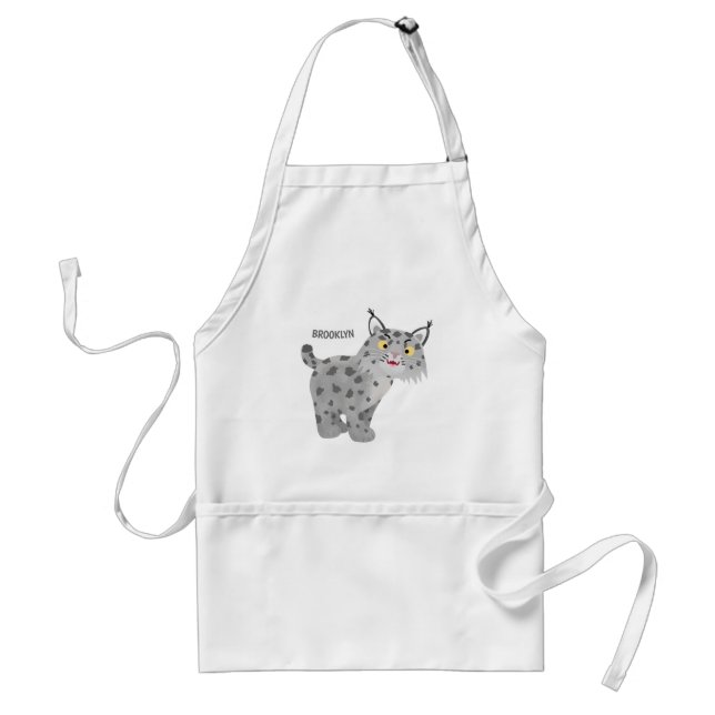 Cute mean bobcat lynx cartoon  standard apron (Front)