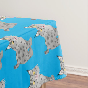 Cute mean bobcat lynx cartoon tablecloth