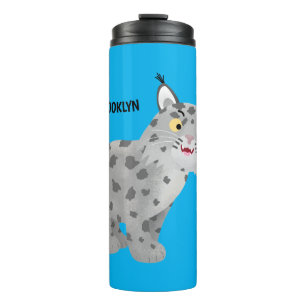 Cute mean bobcat lynx cartoon thermal tumbler