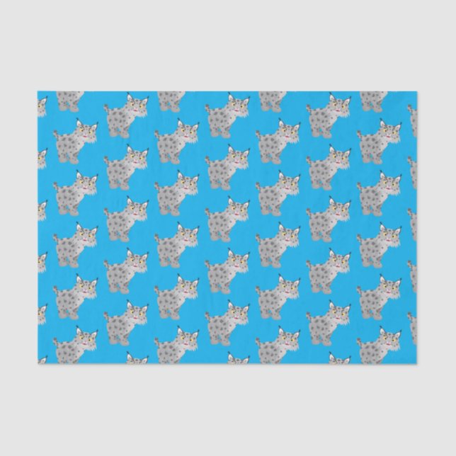 Cute mean bobcat lynx cartoon tissue paper (Front)