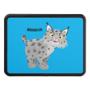 Cute mean bobcat lynx cartoon trailer hitch cover