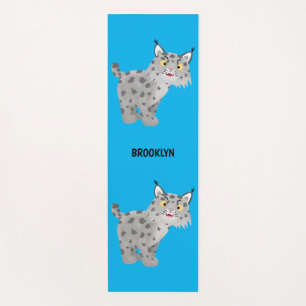 Cute mean bobcat lynx cartoon  yoga mat