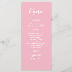 Cute Meant To Bee Pink Wedding Dinner Menu