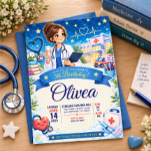 Cute Medical 5th Birthday Invitation Back Design