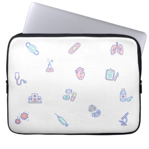 Cute medical cartoon doctor nursing doodles laptop sleeve
