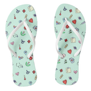 Cute Medical Icon Pattern Flip Flops