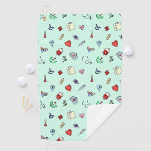 Cute Medical Icon Pattern Golf Towel