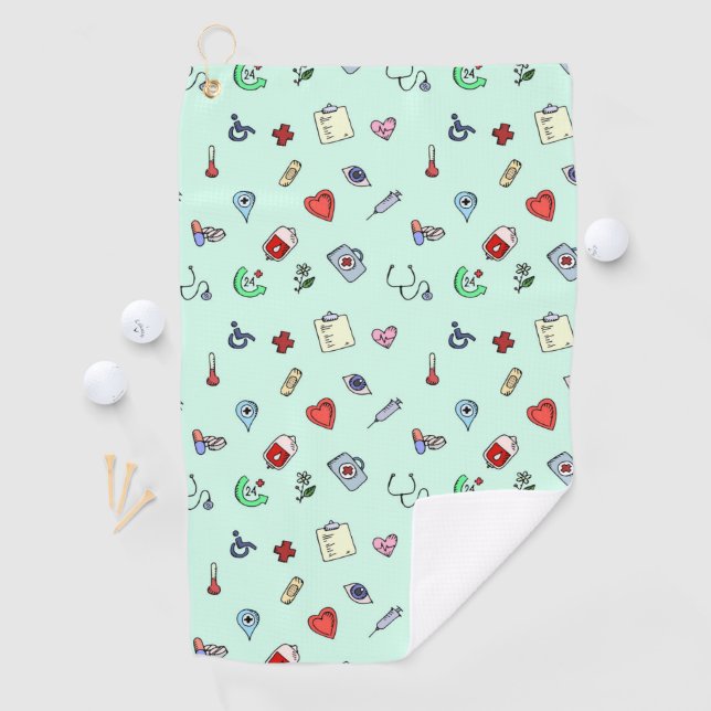 Cute Medical Icon Pattern Golf Towel (InSitu)