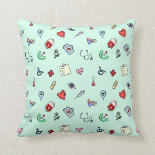 Cute Medical Icon Pattern Throw Pillow