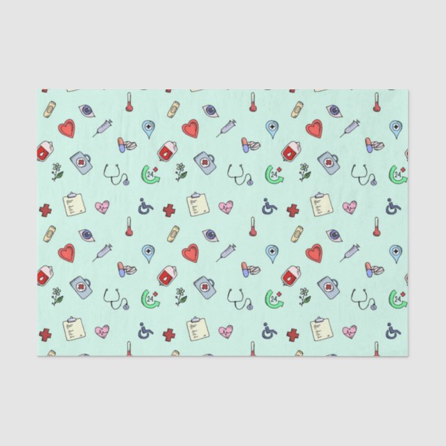 Cute Medical Icon Pattern Tissue Paper (Front)
