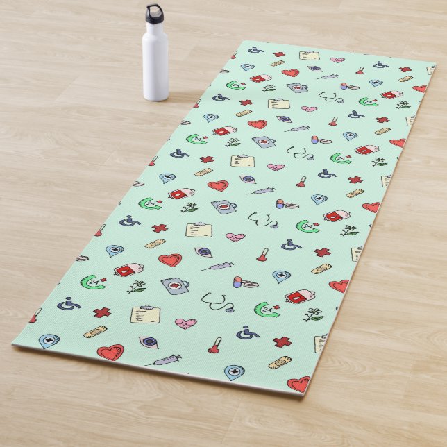 Cute Medical Icon Pattern Yoga Mat (In Situ)