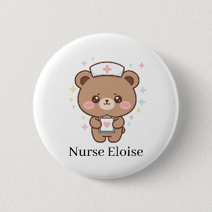 Cute Medical Mascot Round Badge With Name 2 Inch Round Button
