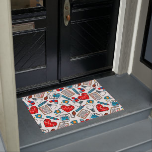 Cute Medical Nurse Doctor Theme Mixed Pattern  Doormat