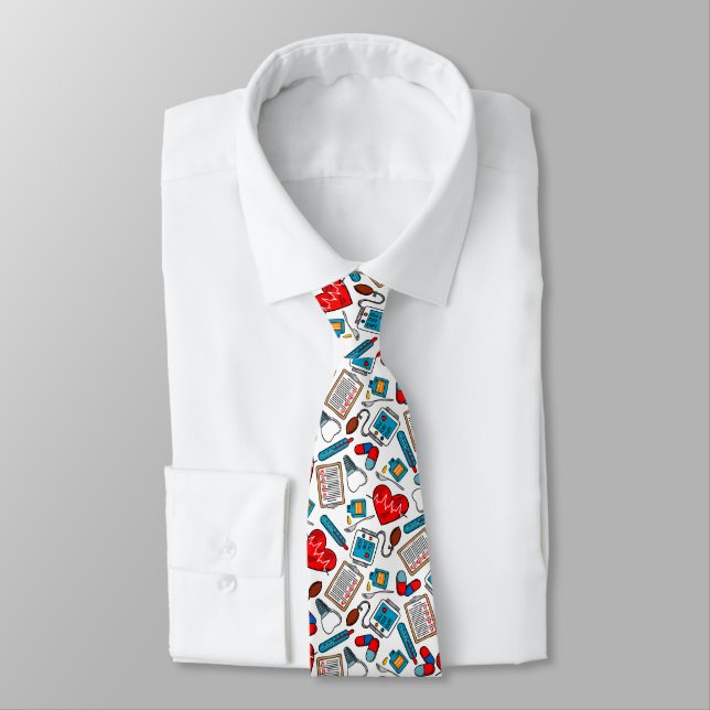 Cute Medical Nurse Doctor Theme Mixed Pattern  Tie (Tied)