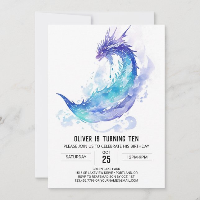 Cute Medieval Dragon Adventure Birthday Invitation (Front)