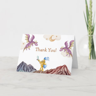 Cute Medieval Fairytale Dragon Boy Baby Shower  Thank You Card