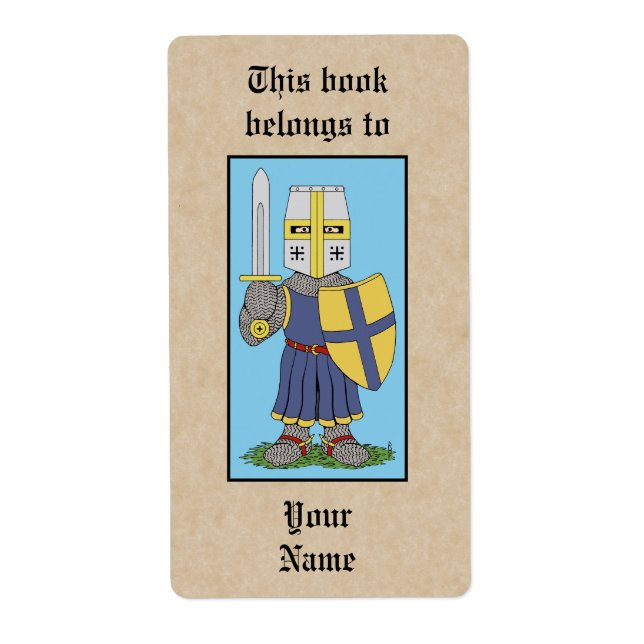 Cute Medieval Knight Bookplate (Front)