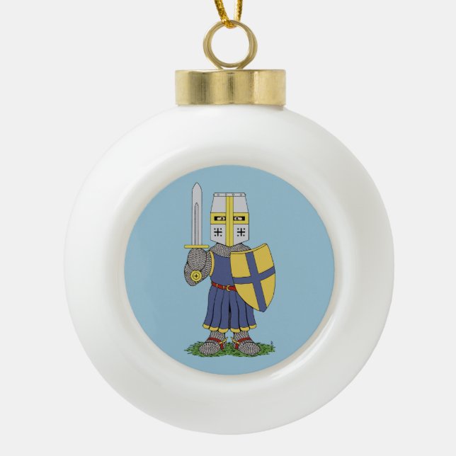 Cute Medieval Knight Ceramic Ball Christmas Ornament (Front)