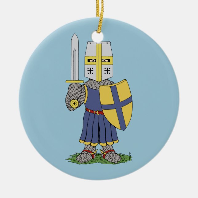 Cute Medieval Knight Ceramic Ornament (Front)