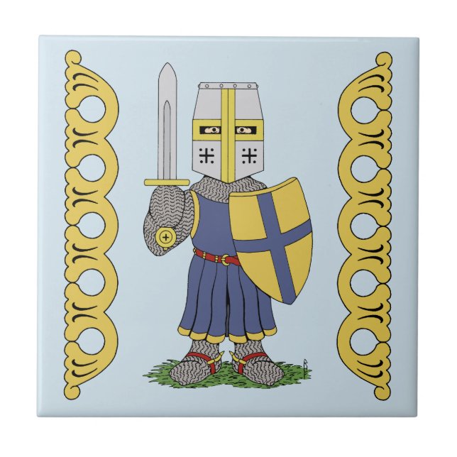 Cute Medieval Knight Ceramic Tile (Front)