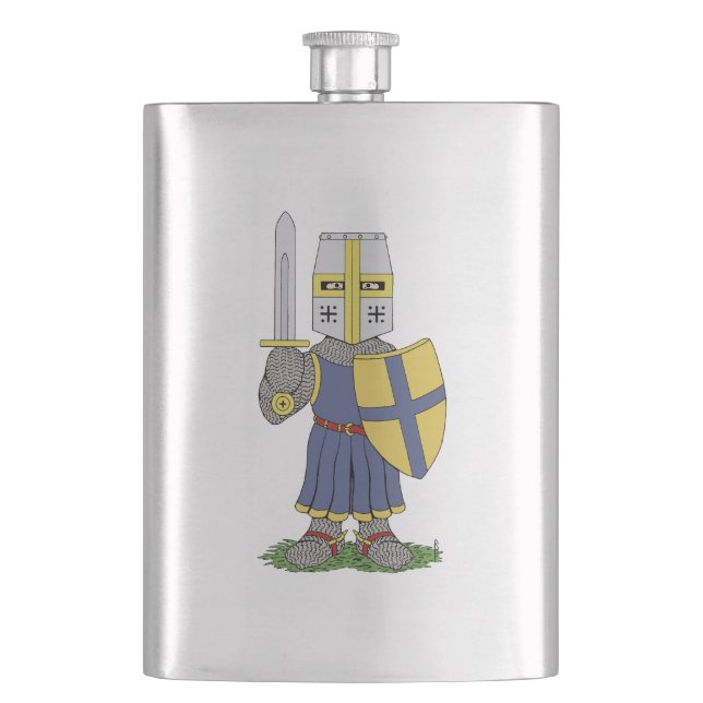 Cute Medieval Knight Hip Flask (Front)