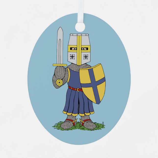 Cute Medieval Knight Metal Ornament (Front)