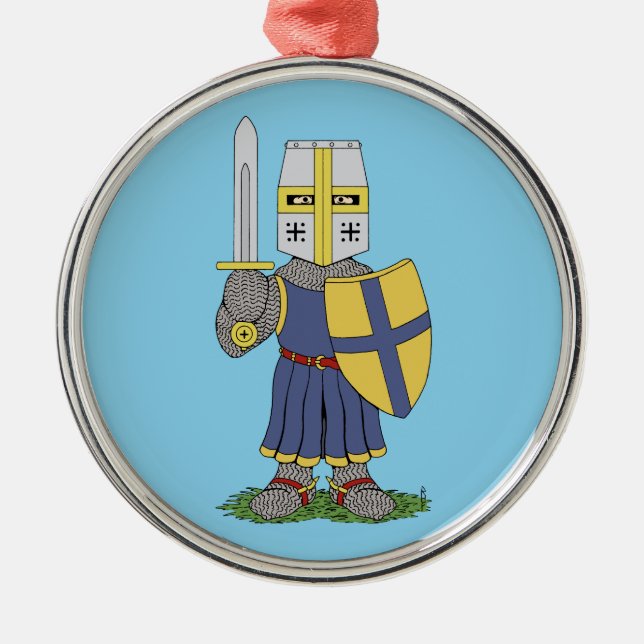 Cute Medieval Knight Metal Ornament (Front)