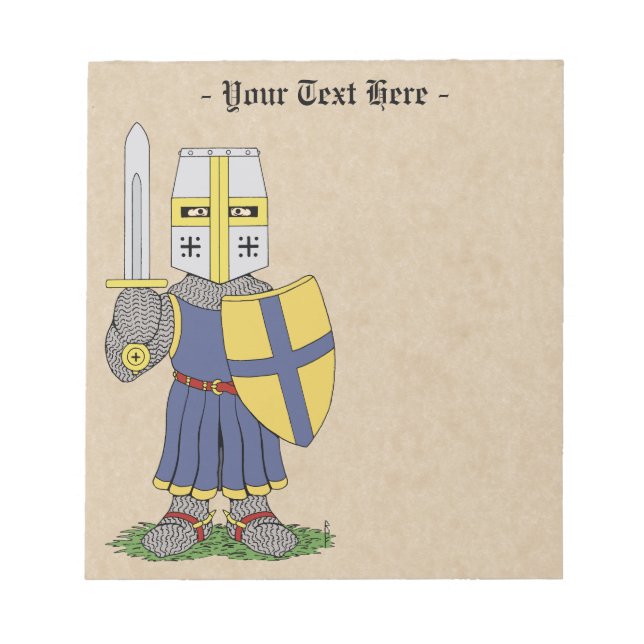 Cute Medieval Knight Notepad (Front)