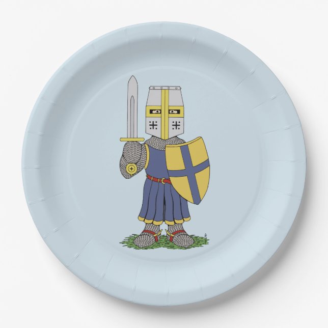Cute Medieval Knight Paper Plate (Front)