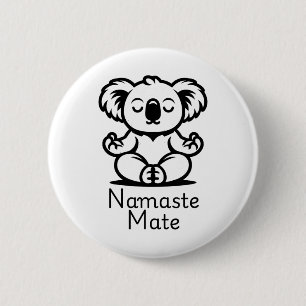 Cute Meditating Aussie Koala Bear In Yoga Pose, Na 2 Inch Round Button