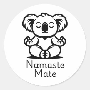 Cute Meditating Aussie Koala Bear In Yoga Pose, Na Classic Round Sticker