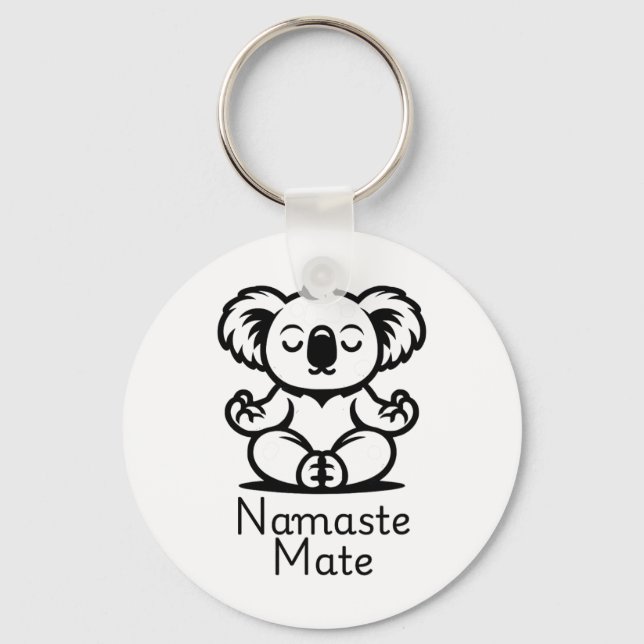 Cute Meditating Aussie Koala Bear In Yoga Pose, Na Keychain (Front)