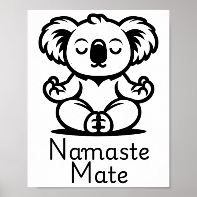 Cute Meditating Aussie Koala Bear In Yoga Pose, Na Poster (Front)