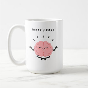 Cute Meditating Brain & Minimalist Inner Peace Coffee Mug