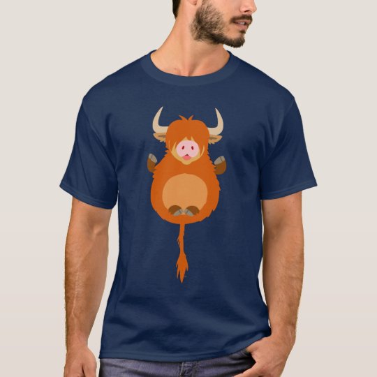 Cute Meditating Cartoon Highland Cow T-Shirt