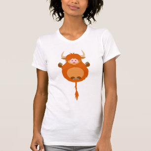Cute Meditating Cartoon Highland Cow Women T-Shirt