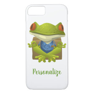 Cute Meditating Illustrated Green  Frog Case-Mate iPhone Case