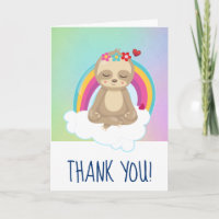 Cute Meditating Sloth and a Rainbow Thank You