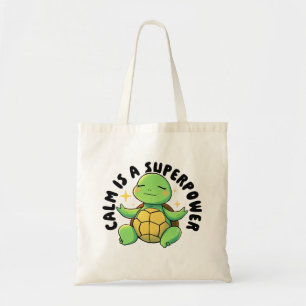 Cute Meditating Turtle Illustration Mental Health Tote Bag
