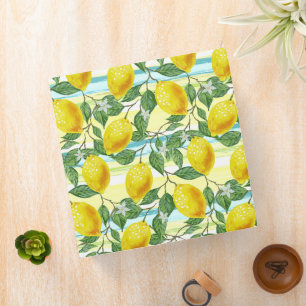 Cute Mediterranean Summer Lemon Fruit Art Pattern Binder