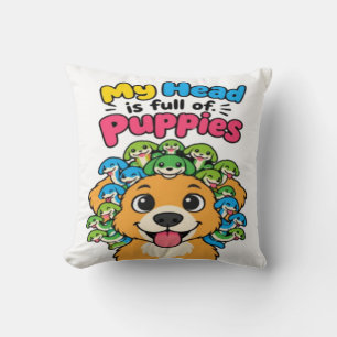 Cute Medusa Puppy Mythological Dog Funny Sports Ma Throw Pillow