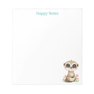 Cute Meerkat and Flowers Personalized Notepad