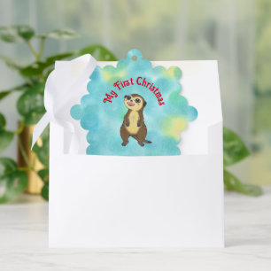 Cute Meerkat Baby First Christmas Paper Ornament  Card
