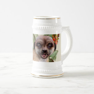 Cute Meerkat Blooming Aloe Wildlife Art Beer Stein