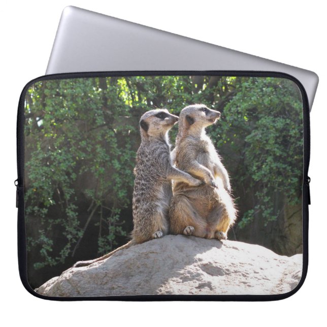 Cute Meerkat Couple on Rock Laptop Case (Front)
