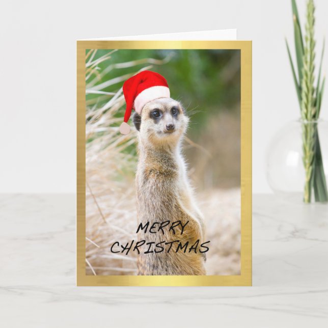 "Cute Meerkat" design Christmas card (Front)