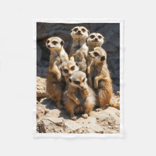 Cute Meerkat Family Wildlife Fleece Baby Blanket